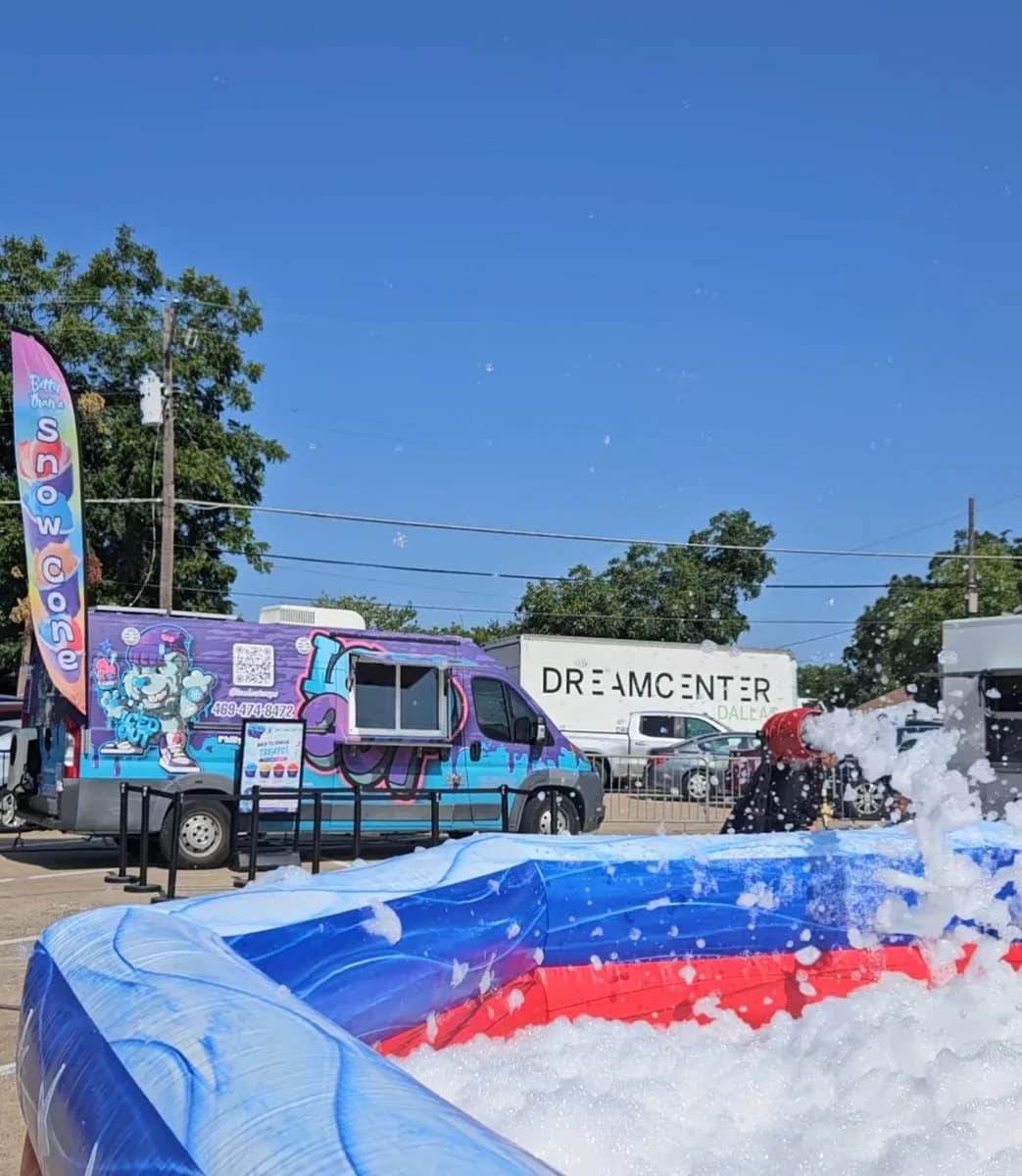 The Iced Out truck parked outside Dream Center Dallas for back-to-school treats